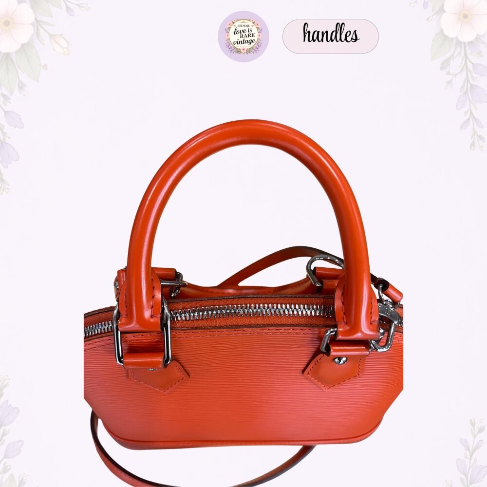 Authentic Louis Vuitton Alma BB Epi Leather Orange Crossbody • Silver Hardware - Picture 11 of 15